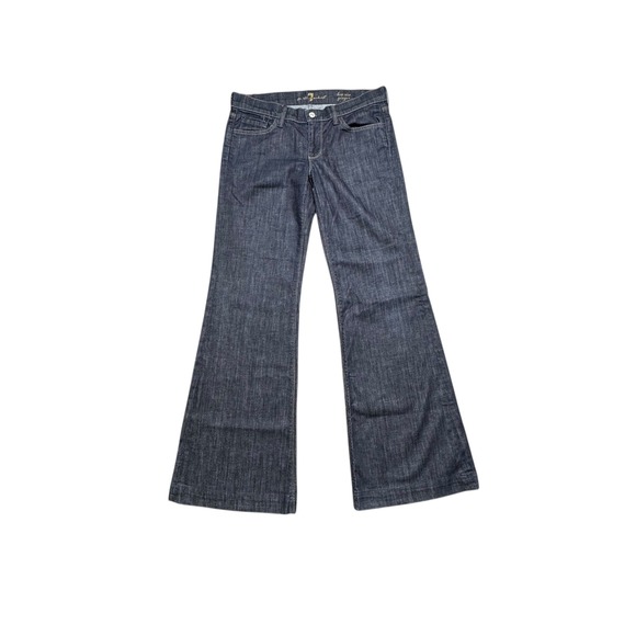 7 For All Mankind Denim - 7 For All Mankind Ginger Flare Jeans Y2K Low Rise Sz 29 Dark Wash Blue USA Made‎